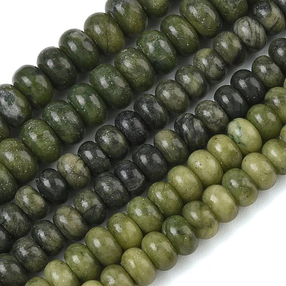 Natural Chinese Jade Southern Jade Beads Strands, Smooth Rondelle