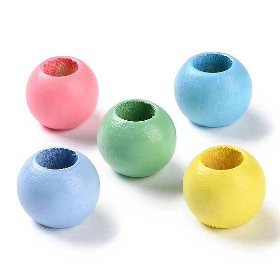 Печатные деревянные бусины, бусины с большим отверстием, круглые