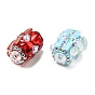 Polymer Clay Pave Rhinestone Rectangle Beads with Resin Heart