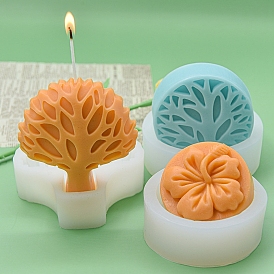 DIY Silicone Candle Molds, for Scented Candle Making, Tree of Life/Hibiscus