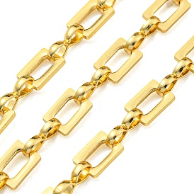 Brass Link Chains, Unwelded, with Spool, Cadmium Free & Lead Free, Rectangle