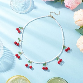 Ожерелья из стеклянных бусин с подвеской в виде красной вишни из натурального окрашенного нефрита Машан для женщин, золотые