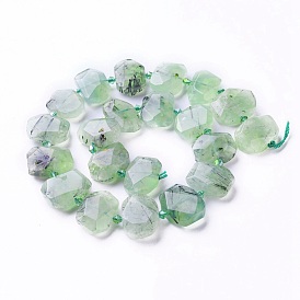 Natural Prehnite Beads Strands, Faceted, Oval