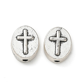 Сплавочные бусины, плоские круглые с крестом