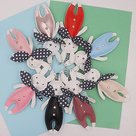 PU Leather Cute Rabbit Pendant Accessories Bowknot Long Ears Rabbit Car Mobile Phone Luggage Accessories