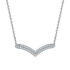 Minimalist V-Shaped Letter Necklace in S925 Sterling Silver for Women