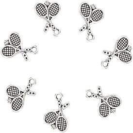 80 подвески из цинкового сплава в тибетском стиле, спортивные амулеты, без свинца и без кадмия, теннисная ракетка