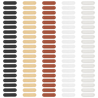 100 piezas 5 etiquetas de cuero de PU de colores, con agujeros, para jeans de bricolaje, , , accesorios de sombrero, rectángulo redondeado