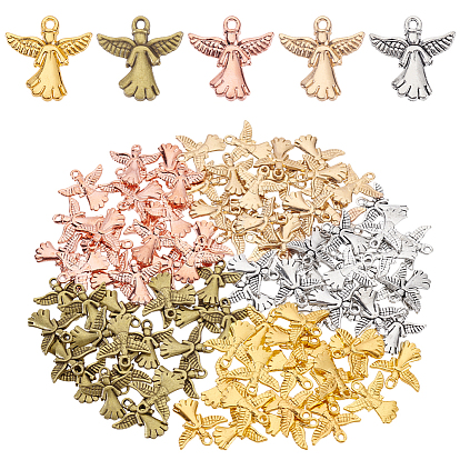 100 шт 5 цвета подвески из сплава в тибетском стиле, ангел