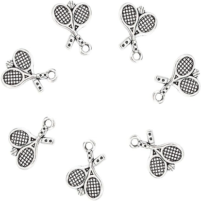 80 подвески из цинкового сплава в тибетском стиле, спортивные амулеты, без свинца и без кадмия, теннисная ракетка