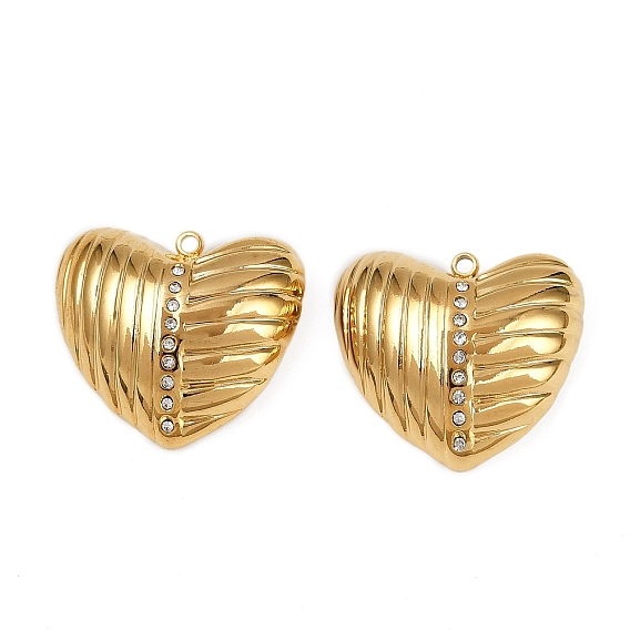 304 из нержавеющей стали горный хрусталь подвески, ионное покрытие (ip), сердце прелести, реальный 18 k позолоченный