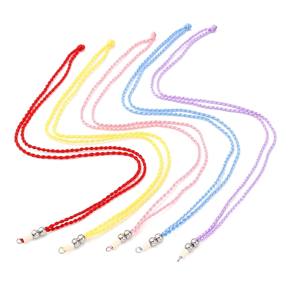 5 шт. ожерелья из вощеного полиэстера, с латунными бусинами и 304 запорными кольцами из нержавеющей стали