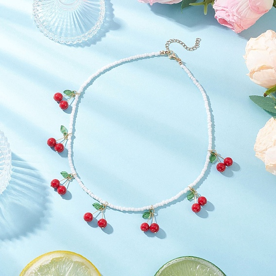 Ожерелья из стеклянных бусин с подвеской в виде красной вишни из натурального окрашенного нефрита Машан для женщин, золотые