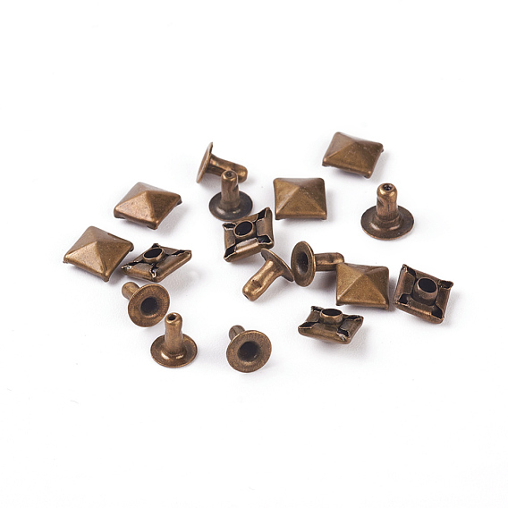 Brass Rivet Studs, with Iron Findings, For Purse, Bags, Boots, Leather Crafts Decoration