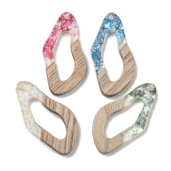 Деревянные подвески, смола и золотая фольга, самородки