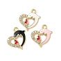 Подвески из сплава эмали и стразов, сердце с дельфином, золотой свет, без кадмия, без никеля и без свинца