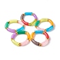 Nachahmung Edelstein Acryl gekrümmte Rohrperlen Stretch-Armbänder, Messing Perlen