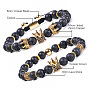 Premium Lava Stone Crown Bracelet with Natural Stones and Copper Micro Inlaid Cubic Zirconia - Unisex Fashion Accessory