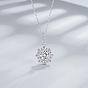 Цветок 925 стерлингового серебра паве кубические цирконии кулон ожерелья для женщин, платина, родий