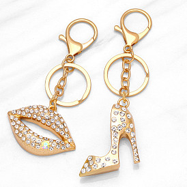 Sparkling Lip High Heel Shoe Keychain Pendant for Women's Bags and Accessories