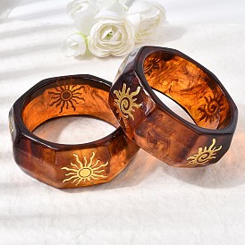 Браслеты из смолы для женщин, шестиугольник с солнцем