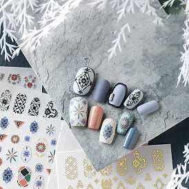 Bohemian Mandala Pattern 3D Nail Art Stickers, Self Adhesive, Nail Art Accessories Decals for Women Girls