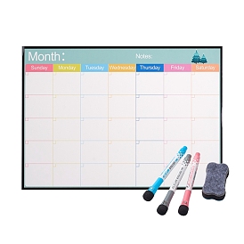 Magnetic Dry Erase Weekly Calendar for Fridge, with Fine Tip Markers and Large Eraser with Magnets, Monthly Whiteboard