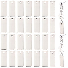 120 pcs 201 breloques en acier inoxydable, estampillage d'une étiquette vierge, rectangle