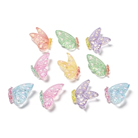 Прозрачный кабошон из смолы, Бабочка с сердцем, с блестка