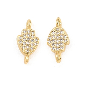 Религиозные латунные подвески-соединители с микропаве из прозрачного кубического циркония в форме хамсы, долговечный, стойки покрытие, без свинца и без кадмия