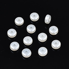ABS Plastic Imitation Pearl Beads, Flat Round