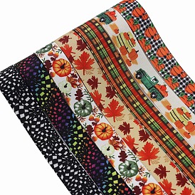 10 Yards Thanksgiving Day Polyester Grosgrain Printed Ribbons, Autumn Ribbons, Flat