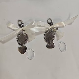 Adornos colgantes de ramo de boda de aleación, con cierres de aleación y cabujones de cristal, ovalada y corazón