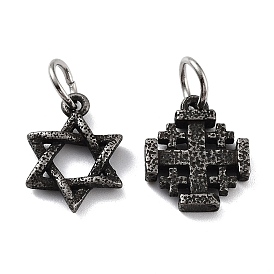 316 Surgical Stainless Steel Pendants, with Jump Ring, Antique Silver, Cross & Star of David