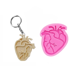 Heart DIY Pendant Food Grade Silicone Statue Molds, for Keychain Making, Resin Casting Molds, For UV Resin, Epoxy Resin Jewelry Making