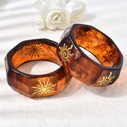 Браслеты из смолы для женщин, шестиугольник с солнцем
