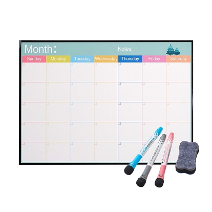 Magnetic Dry Erase Weekly Calendar for Fridge, with Fine Tip Markers and Large Eraser with Magnets, Monthly Whiteboard