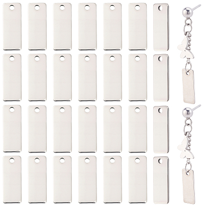 120 pcs 201 breloques en acier inoxydable, estampillage d'une étiquette vierge, rectangle