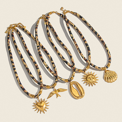 Винтажные 304 ожерелья из нержавеющей стали с леопардовым принтом для женщин, золотые