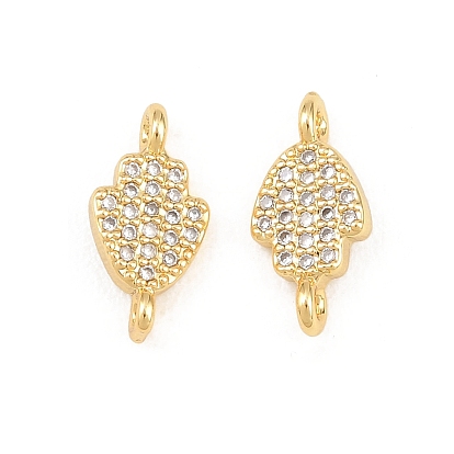 Религиозные латунные подвески-соединители с микропаве из прозрачного кубического циркония в форме хамсы, долговечный, стойки покрытие, без свинца и без кадмия