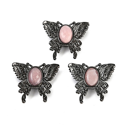 Латунные многорядные звенья из натурального родонита, бабочка