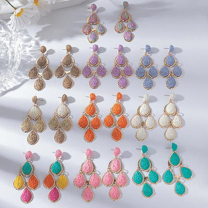 Серьги-гвоздики из сплава рафии в форме капли, золотые