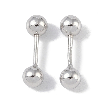 Rhodium Plated 999 Fine Silver Cartilage Earrings for Women, Round Screw Back Earrings with 999 Stamp