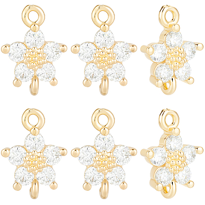 10шт. латунные цветочные соединительные подвески со стеклом, без кадмия, без никеля и без свинца