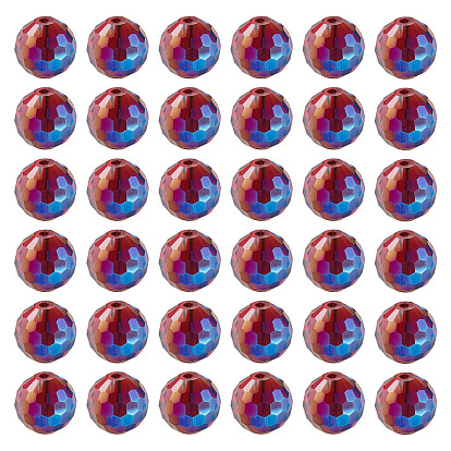 80 шт. стеклянные бусины с полурадужным покрытием, граненые круглые