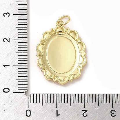 Brass Pendants, with Jump Ring, Oval with Cross