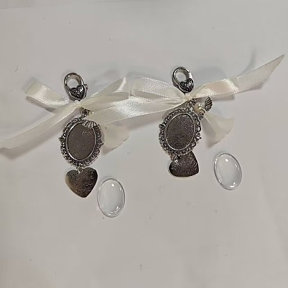 Adornos colgantes de ramo de boda de aleación, con cierres de aleación y cabujones de cristal, ovalada y corazón