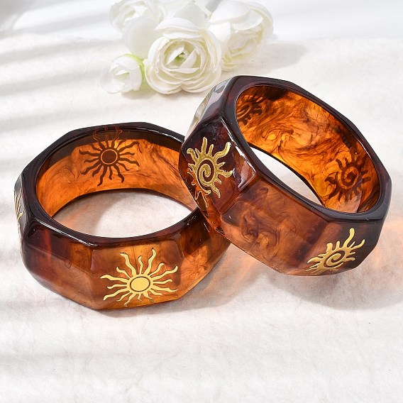 Браслеты из смолы для женщин, шестиугольник с солнцем