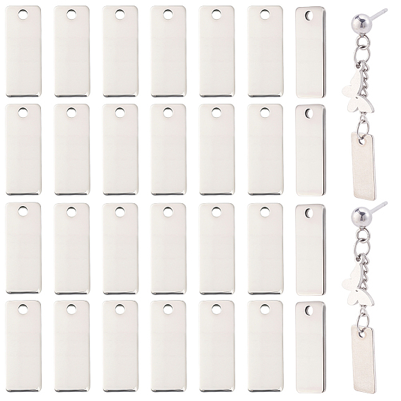 120 pcs 201 dijes de acero inoxidable, estampar etiqueta en blanco, Rectángulo