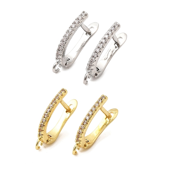 Серьга-кольцо из латуни с микропаве из прозрачного кубического циркония, долговечный, защёлка с петлёй